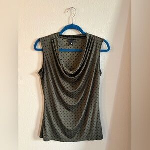 Worthington Olive Polka Dot Draped Blouse